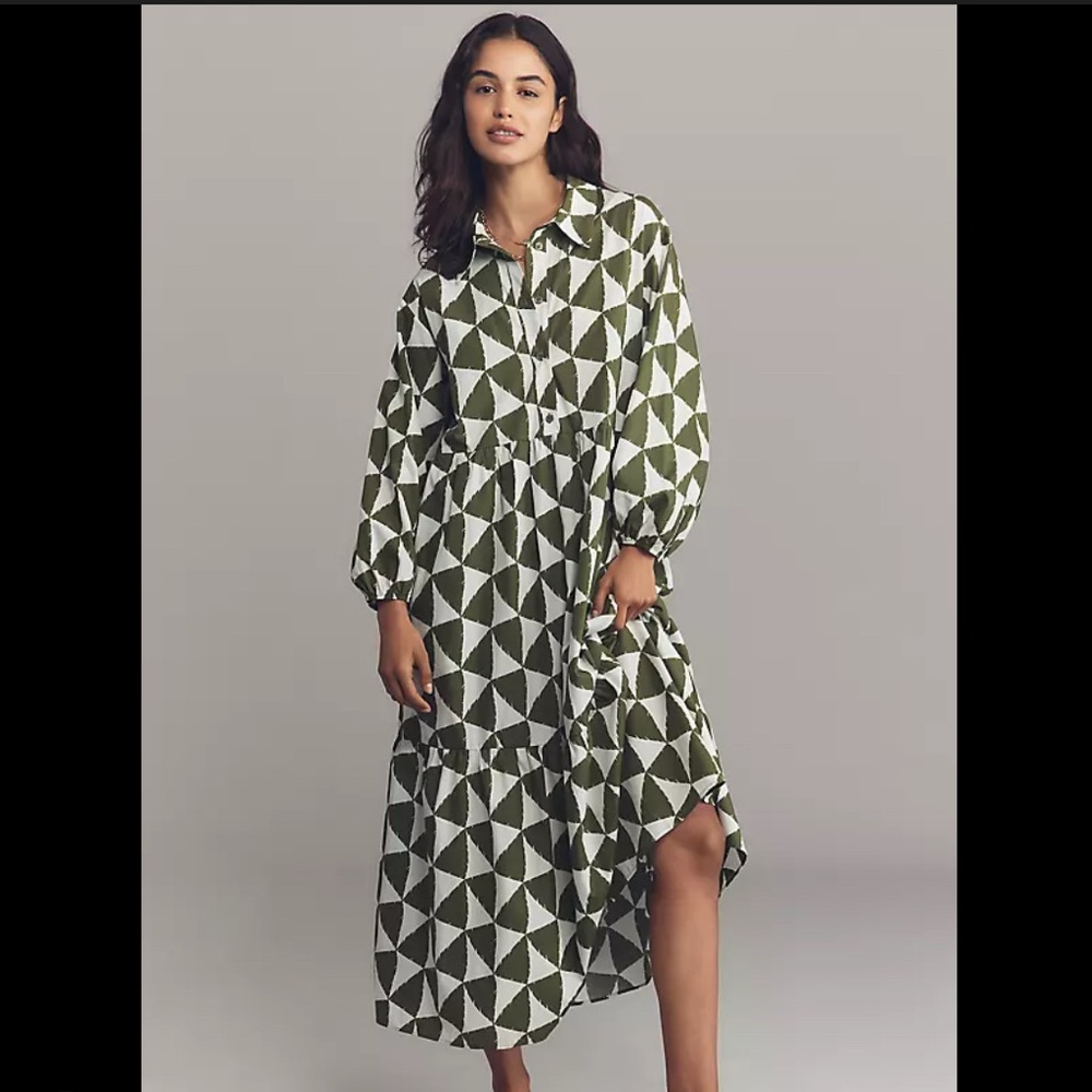 Maeve Bettina Tiered Midi Shirt Dress